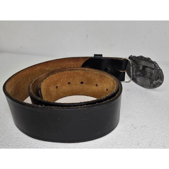 VTG Siskiyou Ornate Wolf Pack Belt Buckle & Belt 1981 Bergamot Brass Works 34" - Picture 4 of 10